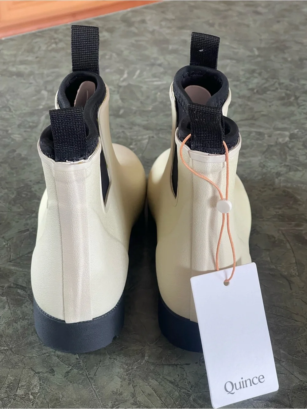 Quince Women’s Chelsea Rain Boots - Stone/Cream/Black - Size 6 - NWT